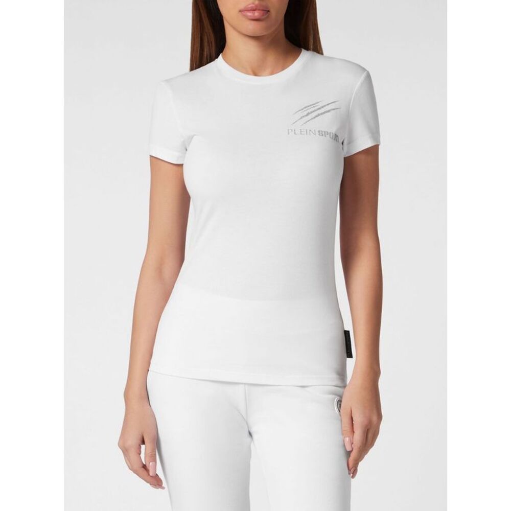 Plein Sport Women Slim Fit Cotton T-Shirt Plein Sport With Contrast Glitter Logo